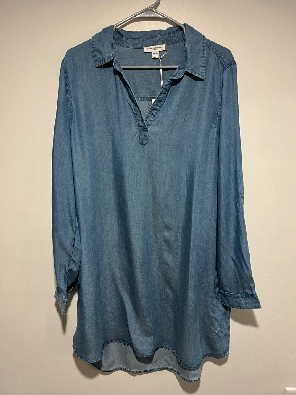 beachlunchlounge Light Blue Relaxed V-Neck Tunic Dress - Picture 5 of 12